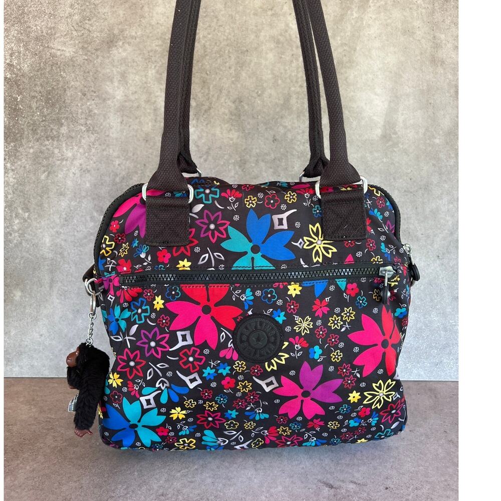 Kipling Pahneiro handbag satchel bright vibrant colorful floral print crossbody
